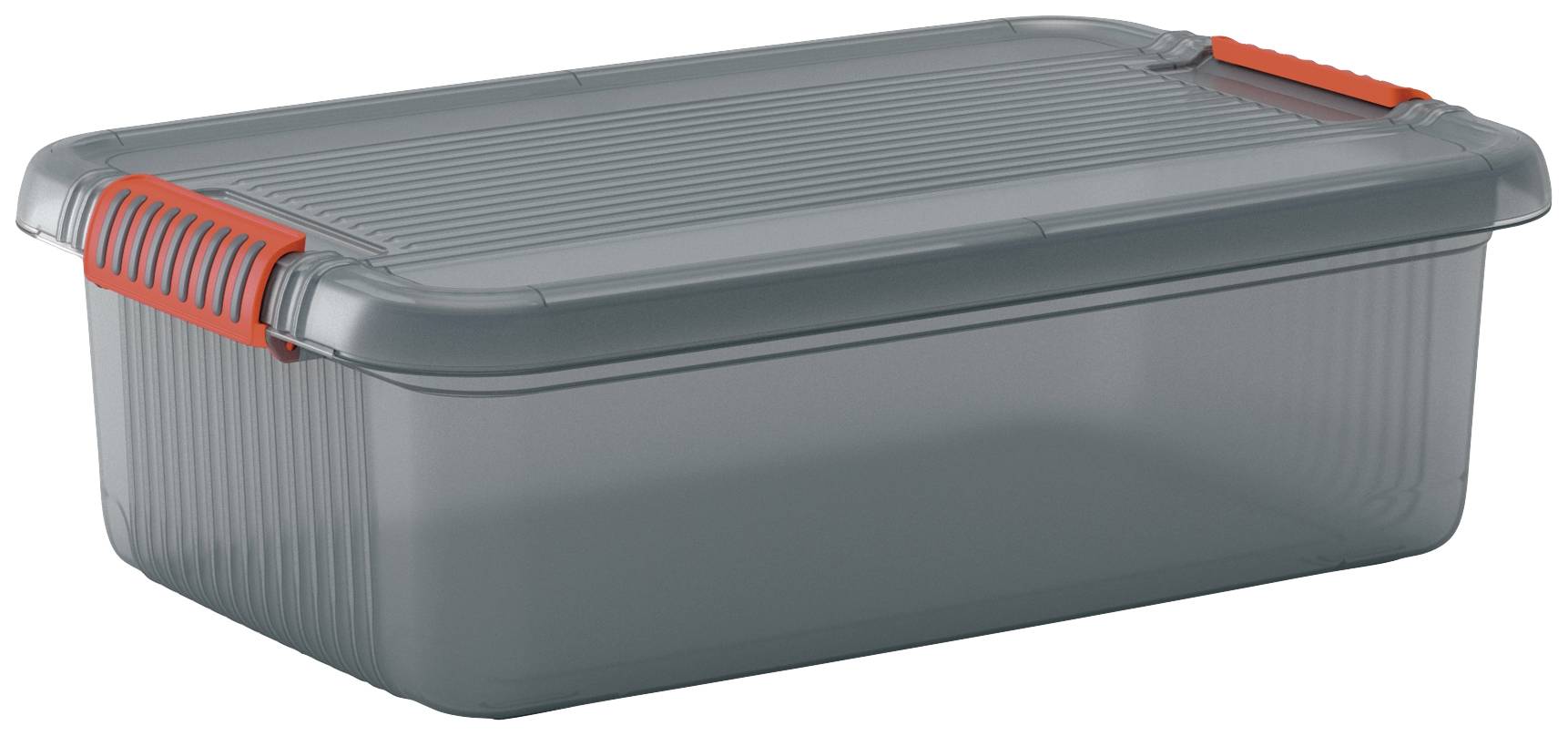 KIS 237489 K Штабелювана коробка для зберігання із засувкою (Ш x В x Г) 590 x 180 x 390 мм, димчасто-сіра, напівпрозора 1 шт.