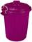 Okrągły, różowy kosz na śmieci z pokrywą i uchwytami po bokach. Odpowiedni do użytku wewnątrz i na zewnątrz do gromadzenia odpadów.