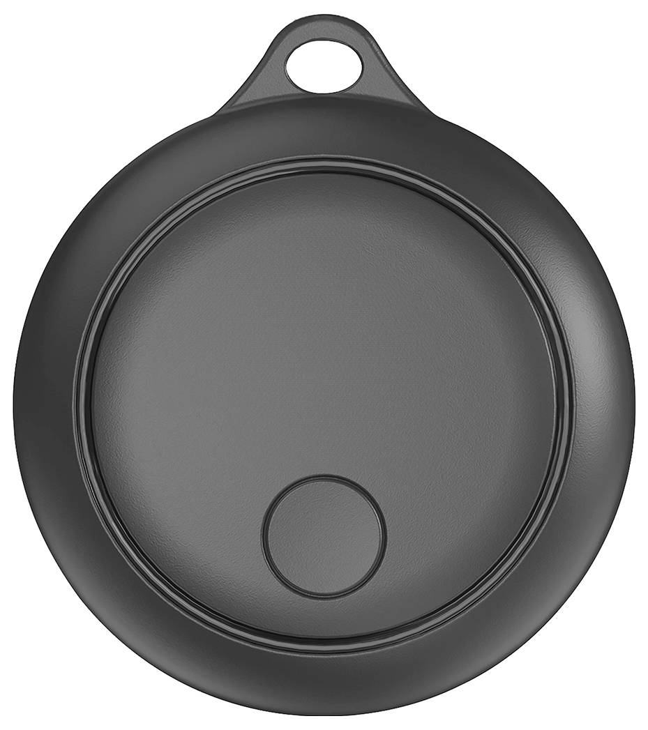 Czarny, okrągły przyczepka bagażowa z zintegrowanym hakiem do mocowania.