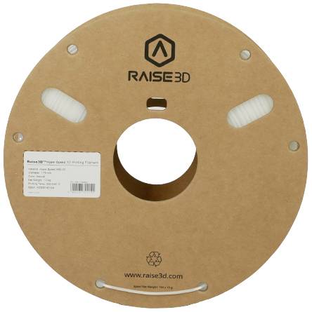 Rolka z włóknem do druku 3D Raise3D Magic Speed, 1,75 mm, 1 kg. Zawiera informacje producenta i symbol recyklingu.