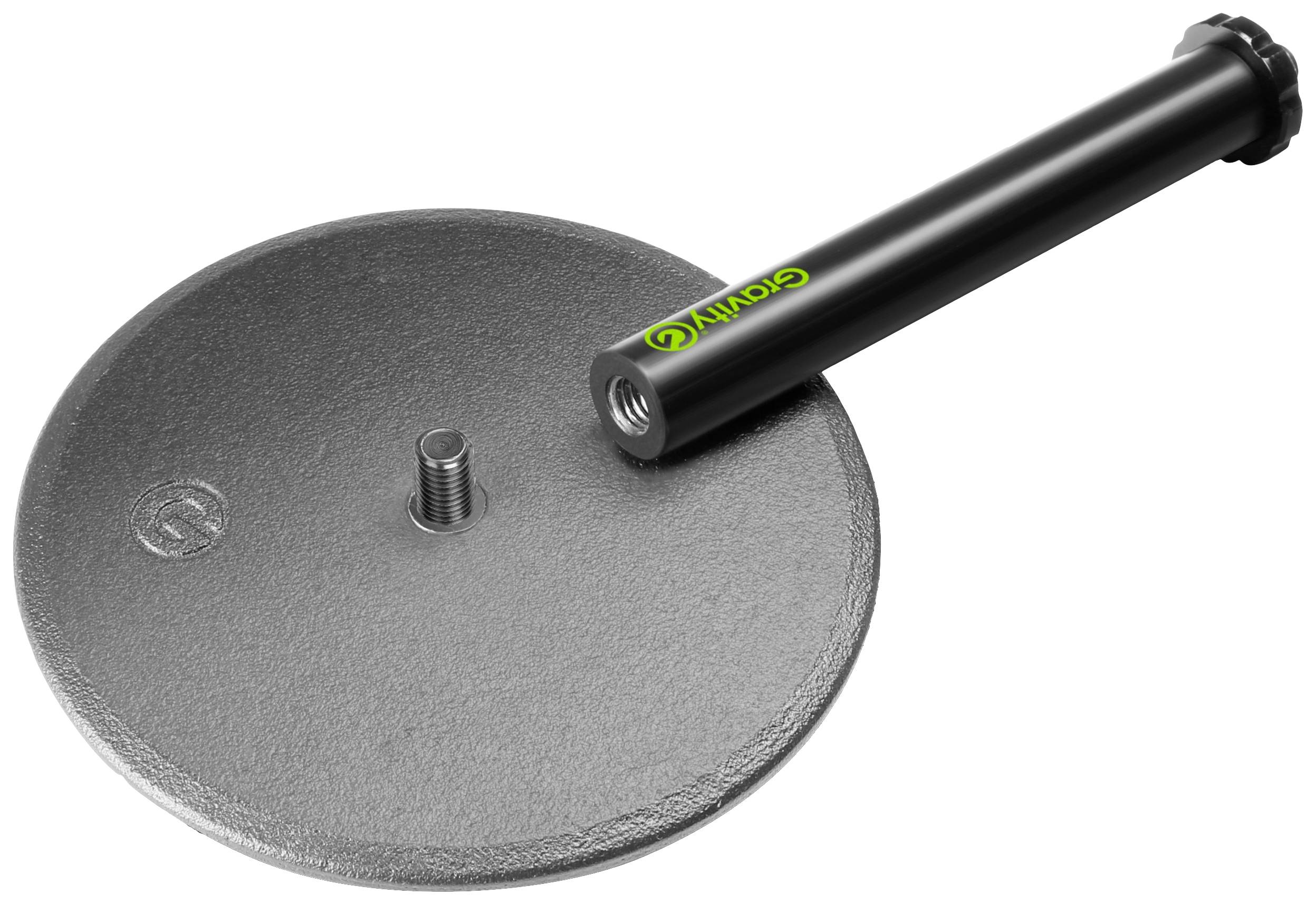 Metalowa tarcza z gwintem i czarnym prętem gwintowanym.