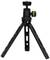Czarny statyw stołowy z trzema rozkładanymi nogami i regulowaną głowicą kulową, przeznaczony do podtrzymywania aparatów fotograficznych lub smartfonów.