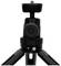 Czarny statyw o stabilnej podstawie i regulowanej głowicy, przedstawiony w zbliżeniu, odpowiedni do aparatów fotograficznych lub innych urządzeń.