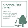 Papier ekologiczne, papier pozyskiwany z odpowiedzialnie zarządzanych lasów, przedstawiający dwa stylizowane drzewa.