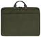 Ciemnozielona, materiałowa torba na laptopa z uchwytem na górze i zamkiem błyskawicznym.