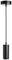 Czarna, cylindryczna lampa wisząca o minimalistycznym designie, idealna do nowoczesnych wnętrz.