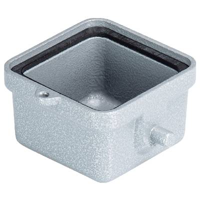 Mała, kwadratowa obudowa aluminiowa z zaokrąglonymi krawędziami i lekko strukturyzowanym, szarym wykończeniem.