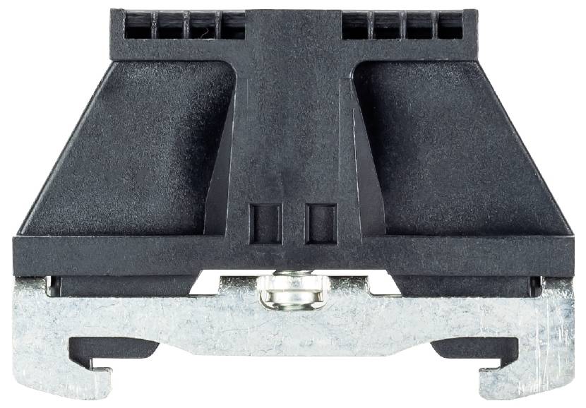 Czarna plastikowa podstawa z metalową bazą mocującą, prawdopodobnie przeznaczona do zastosowań technicznych lub przemysłowych.