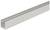 Podłużny odcinek szyny aluminiowej w kolorze srebrnym, prawdopodobnie będący częścią systemu mocowań, na białym tle.