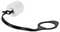 Czarny kabel zaciskowy z białą plastikową zapinką i pętlą na końcu, sfotografowany na białym tle.