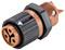 Elektryczny wtyk z czarnymi i rdzawymi elementami, odpowiedni do zastosowań przemysłowych.