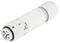Biały, cylindryczny złącz z tworzywa sztucznego, odpowiedni do wodoszczelnych połączeń elektrycznych, z zamknięciem obrotowym.