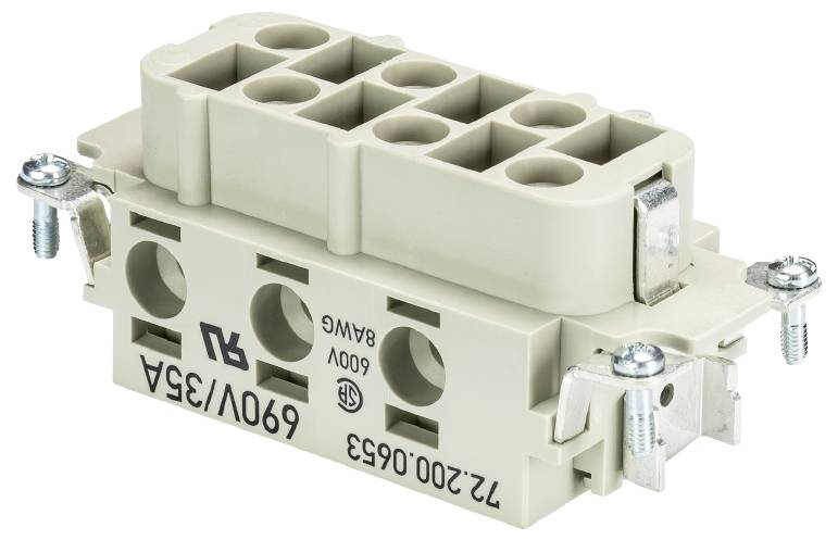 Вставка разъема гнездовая 72.200.0653.0 Wieland Electric Общее количество контактов 6 10 шт.