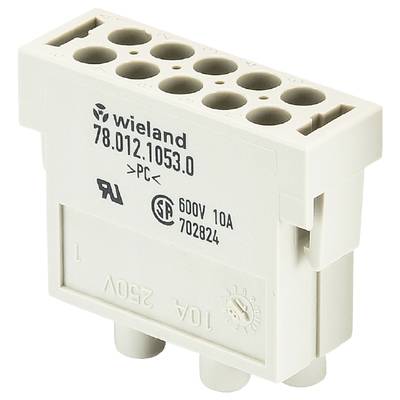 Biały elektryczny złącz wtykowy Wieland z numerem seryjnym 78.012.1053.0, zaprojektowany do 600V i 10A.