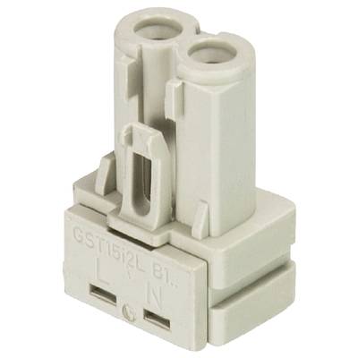 Szary elektryczny adapter wtykowy z dwoma wejściami. Na przedniej stronie widoczne są litery 'L' i 'N' oraz napis 'GST15i2L B1'.