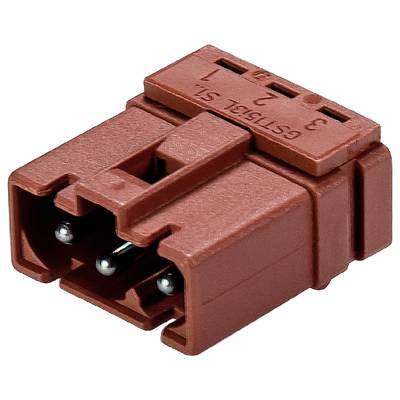 Brązowa wtyczka elektryczna z trzema stykami metalowymi, oznaczona numerami 1, 2, 3 oraz napisem '6511621 S/1'.