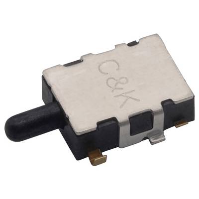Czarny i srebrny komponent elektroniczny z małą wysunięte dźwignią, oznaczony etykietą 'C&K' na górnej powierzchni.