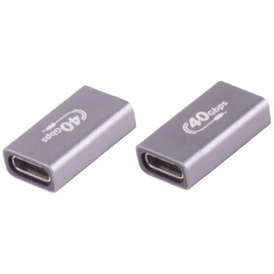 Dwa srebrne adaptery USB-C z napisem '40 Gbps'.