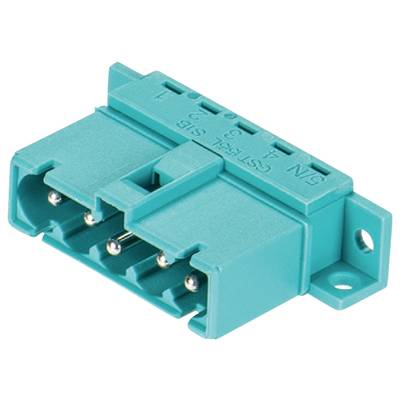 Turkusowy adapter sprzęgający SC-ST światłowodowy z dwoma portami, służący do łączenia kabli światłowodowych w sieciach telekomunikacyjnych.