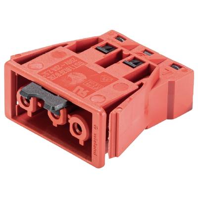 Czerwony adapter zabezpieczający z napisem '500V 20A', przeznaczony do zastosowań przemysłowych.