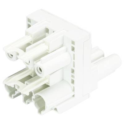 Biały wtyk plastikowy z wieloma gniazdami i punktami połączeniowymi, przeznaczony do elektrycznych połączeń w urządzeniach.