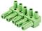 Zielona elektryczna listwa zaciskowa z sześcioma punktami przyłączeniowymi, ponumerowanymi od 1 do 6.