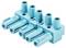 Niebieskie złącze z tworzywa sztucznego z pięcioma gniazdami ułożonymi w jednym rzędzie, przeznaczone do zastosowań technicznych lub elektronicznych.