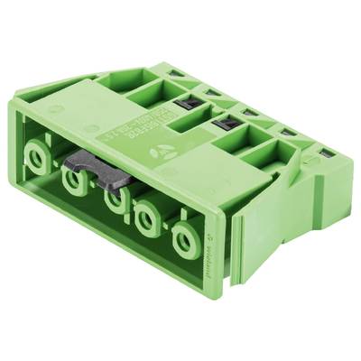 Zielony elektroniczny złącz z wieloma portami, przedstawiony na białym tle.