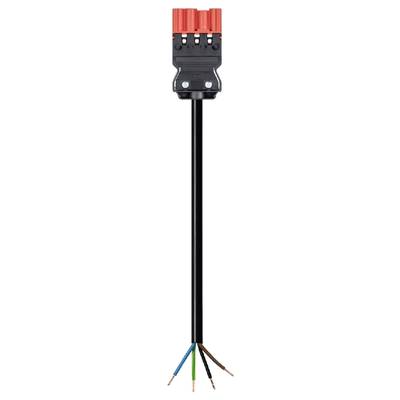 Czarny kabel kończy się czerwonym elementem łączącym, który rozgałęzia się na pięć oddzielnych kabli w różnych kolorach: niebieski, żółty, zielony, brązowy, czarny.