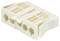 Beżowy, prostokątny złącze lub blok zaciskowy z wieloma otworami przyłączeniowymi, używany do połączeń elektrycznych.