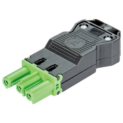 Czarny i zielony trójbiegunowy elektryczny złącze wtykowe.