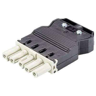 Czarny, prostokątny elektryczny złącz z czterema beżowymi stykami widocznymi z przodu.