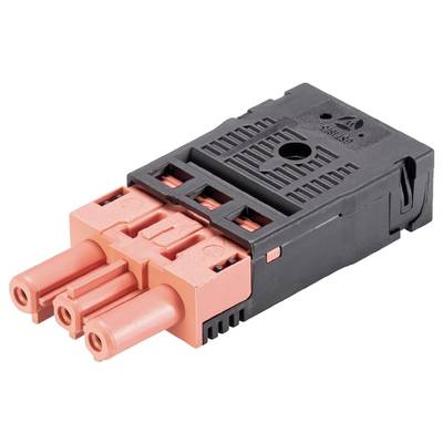 Czarno-pomarańczowy złącze z trzema stykami, przeznaczone do połączeń elektrycznych w urządzeniach elektronicznych.