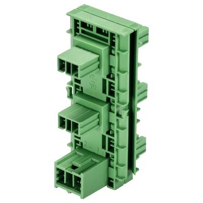 Zielony wtyk z tworzywa sztucznego z wieloma gniazdami i uchwytami bocznymi, ułożony pionowo. Odpowiedni do połączeń elektronicznych.