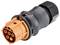 Czarno-pomarańczowy elektryczny złącz wtykowy o sześciopinowym połączeniu, typowy dla zastosowań przemysłowych.