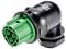 'Czarny i zielony elektryczny wtyk, okrągły design, z czterema stykami, odpowiedni do połączeń kablowych w zastosowaniach przemysłowych.'