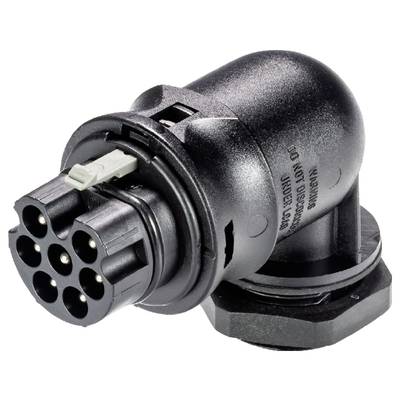Czarny 7-biegunowy adapter złącza z wytrzymałą obudową z tworzywa sztucznego, służący do podłączania urządzeń elektrycznych lub przyczep.