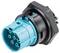 Cylindryczny, niebieski złącznik z wieloma stykami i czarną obwódką obudowy, prawdopodobnie przeznaczony do połączeń elektrycznych.