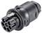 Czarny, siedmiostykowy wtyk okrągły z obudową z tworzywa sztucznego, stosowany do połączeń elektrycznych w pojazdach.