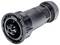 Czarny, cylindryczny złącz wtykowy z wieloma stykami. Odpowiedni do zastosowań przemysłowych, o wytrzymałej konstrukcji.