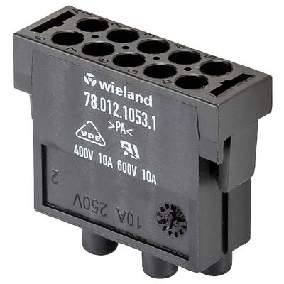 Czarny elektryczny złącz z napisem '400V 10A 600V 10A', stosowany w przemysłowych instalacjach elektrycznych.