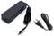 Czarny zasilacz z dwoma kablami: po lewej przewód połączeniowy do urządzenia, po prawej przewód zasilający z wtyczką europejską.