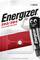Bateria Energizer 392/384 z tlenku srebra, 1 opakowanie. Na opakowaniu maskotka Energizera z ugiętym ramieniem obok baterii, projekt na czerwonym tle.