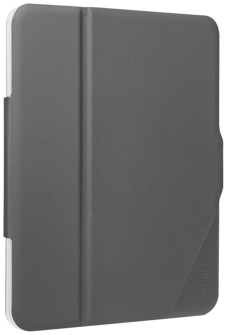 Czarne etui na tablet w pozycji pionowej, sfotografowane lekko pod skosem z przodu.