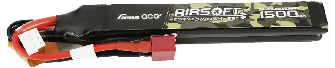 Акумуляторний блок (LiPo) 7,4 В 1500 мАг 25 C Gens ace Flat T-подібний штекер