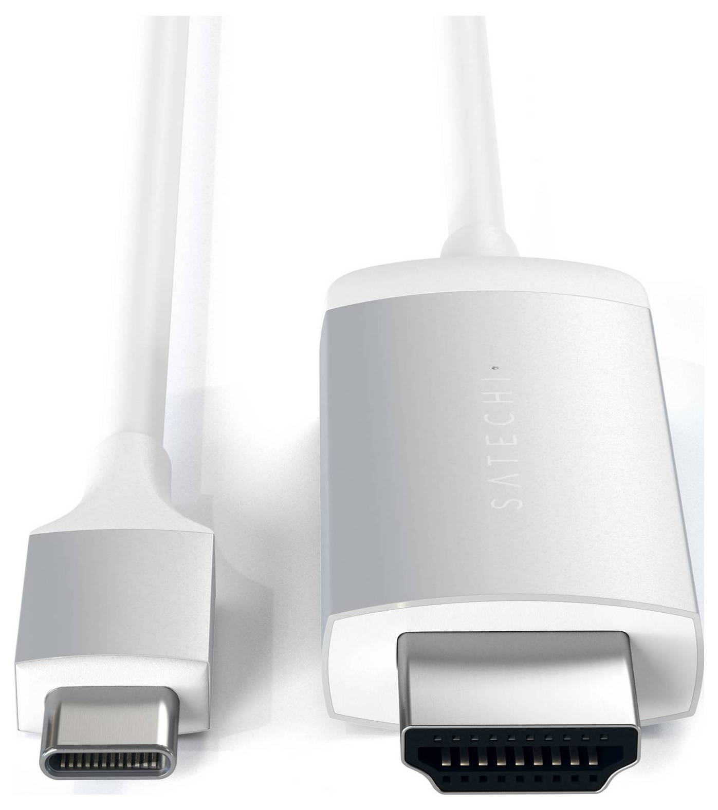 Na ilustracji przedstawiono adapter z USB-C na złącze HDMI, przeznaczony do łączenia urządzeń z różnymi interfejsami.