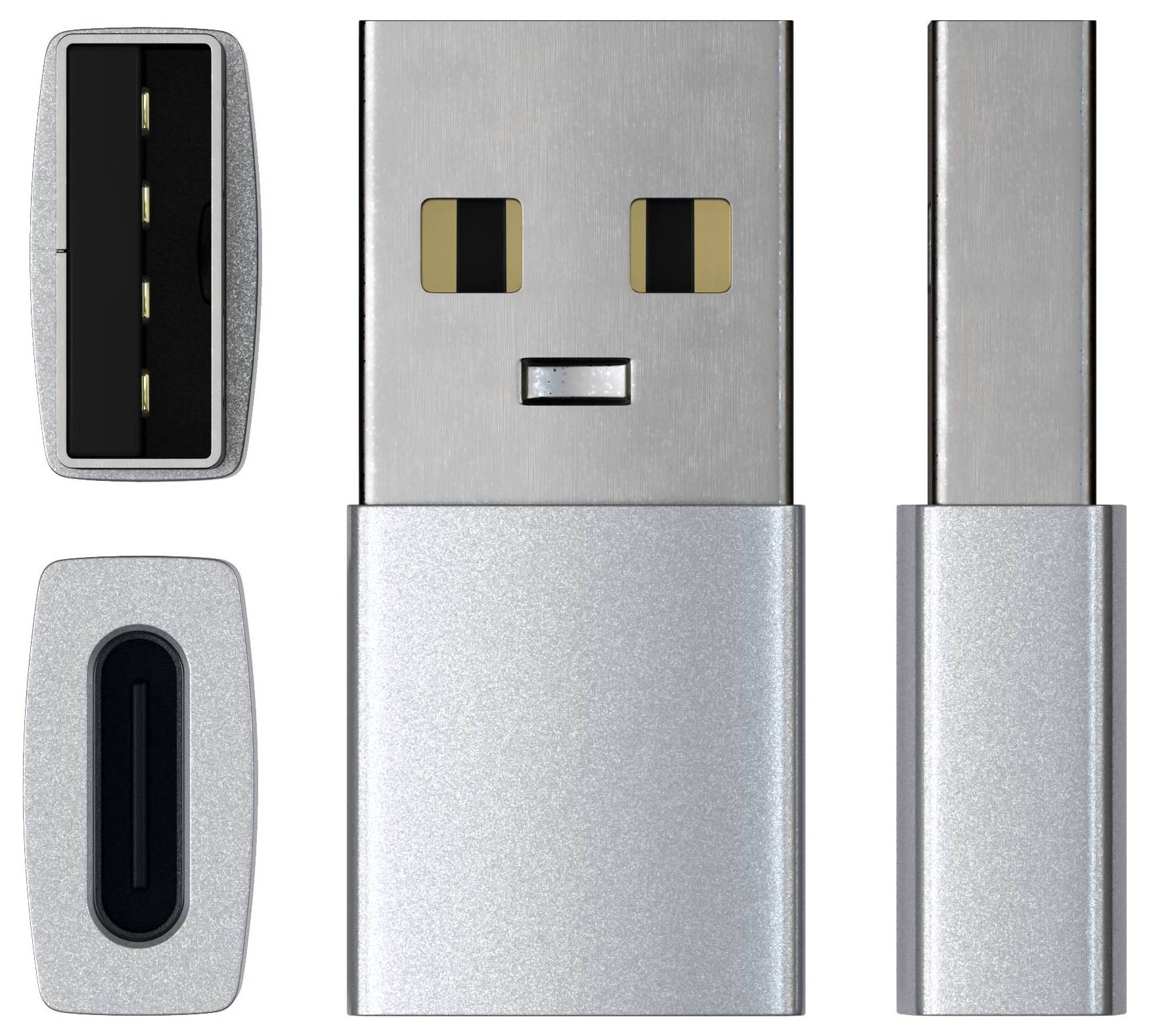 Złącza USB Typ-A i USB Typ-C obok siebie, pokazujące różnice w rozmiarze i kształcie portów.