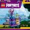 Zestaw LEGO 'Fortnite Supply Llama' dla dzieci od 12 lat. Zawiera kolorowe klocki i akcesoria. Na tle krajobraz ze świata gry.