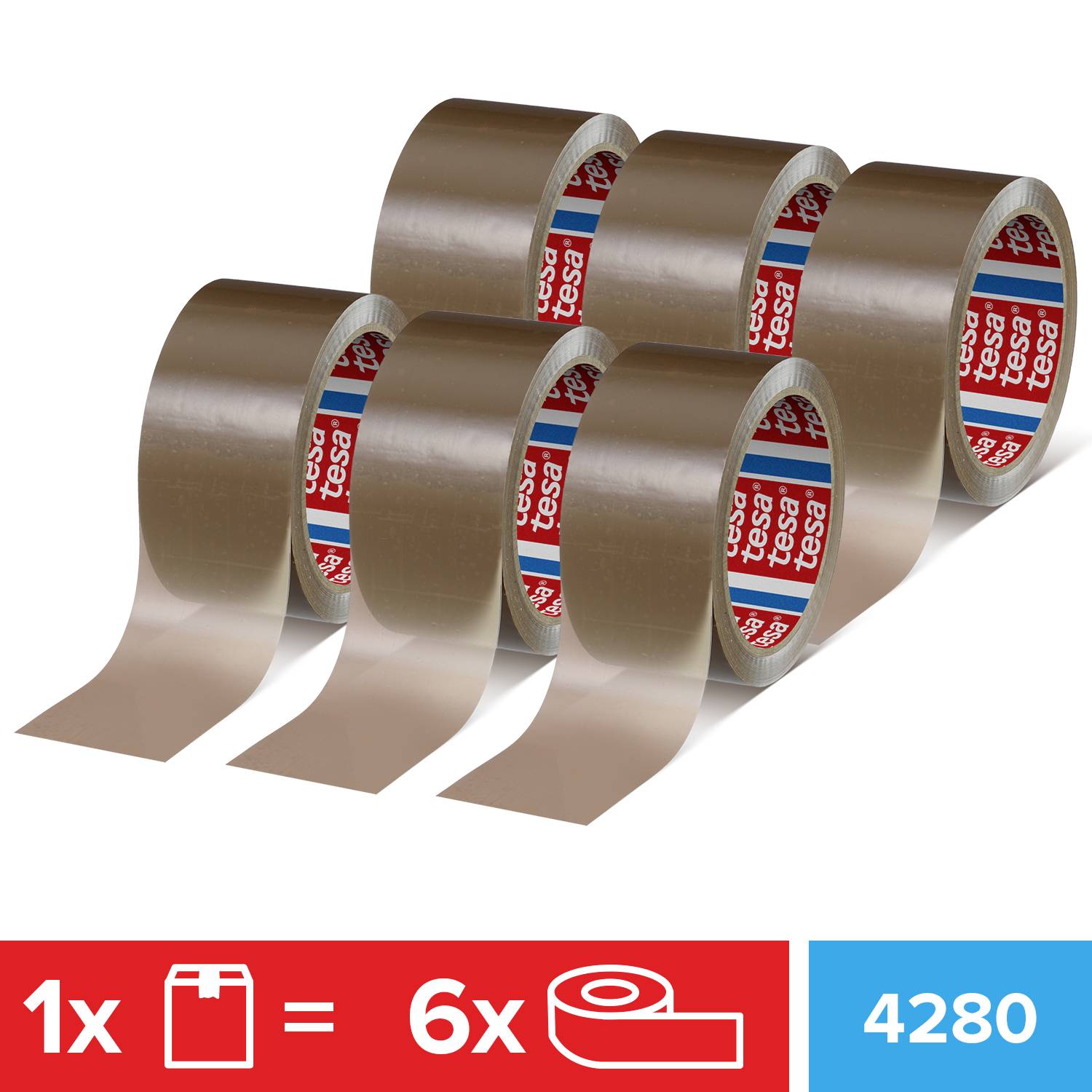 Пакувальна стрічка tesa tesapack® 4280 04280-00040-00 tesapack 4280 PP (Д x Ш) 66 м x 50 мм 66 м 6 шт.