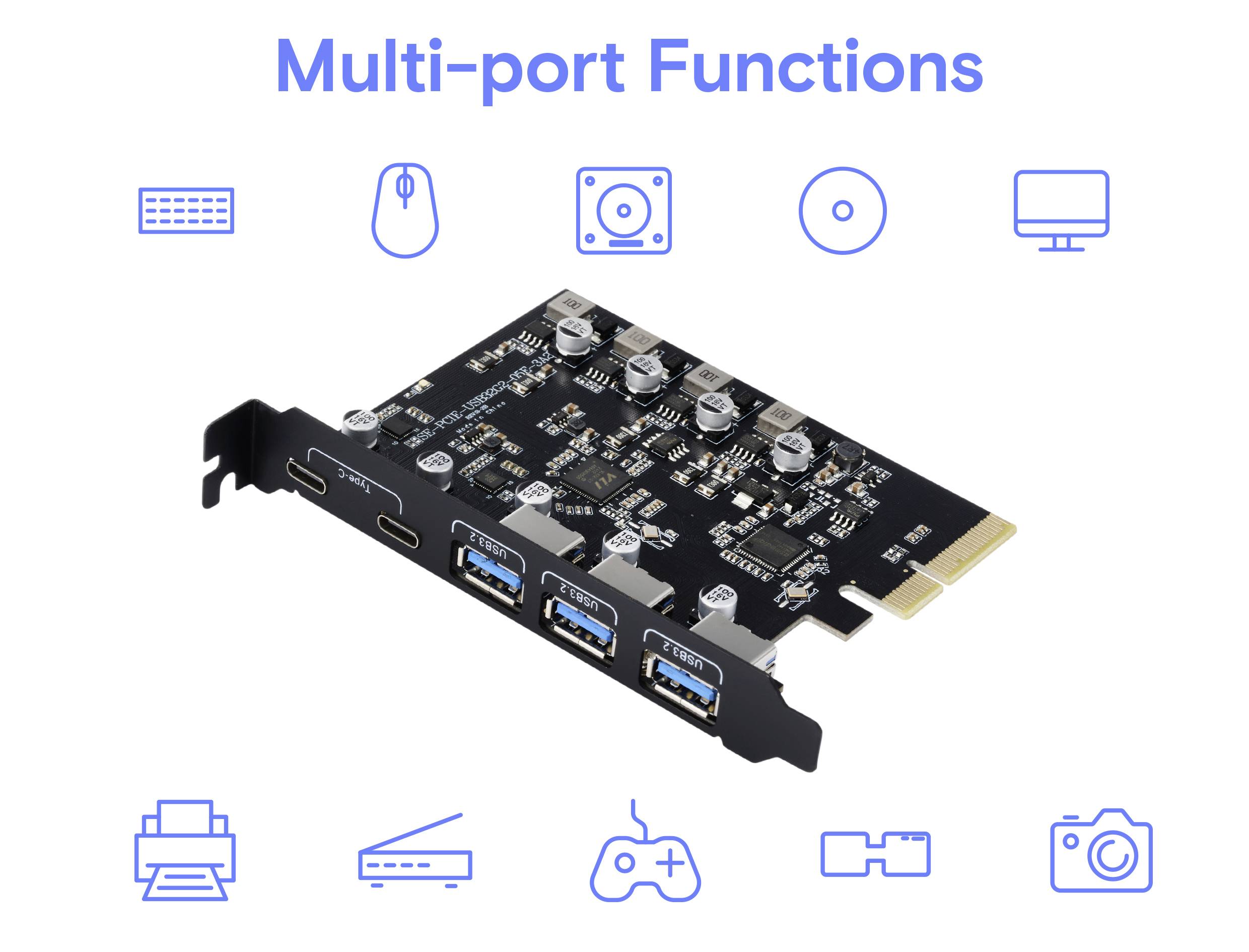 Renkforce RF-6613196 RF-6613196 Плата контролера USB 3.2 Gen 2, 3+2 порти